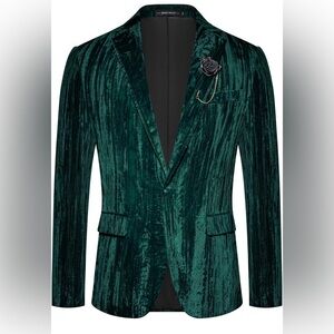 Stylish Green Velvet Blazer (054)